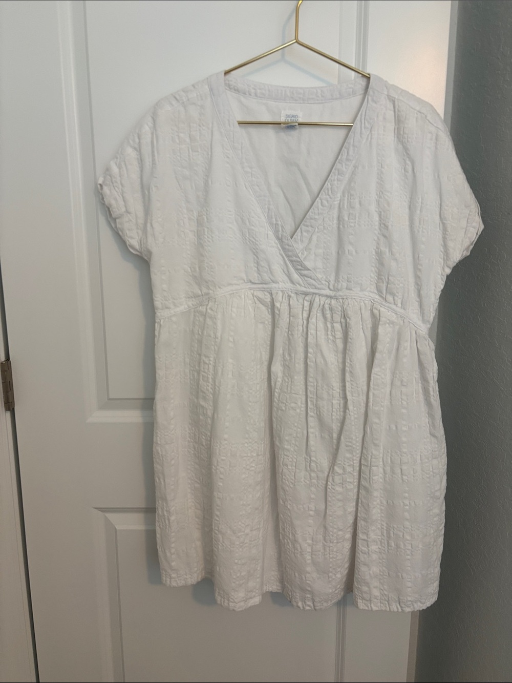 Sigrid Olsen White Textured V-Neck Tunic Dress